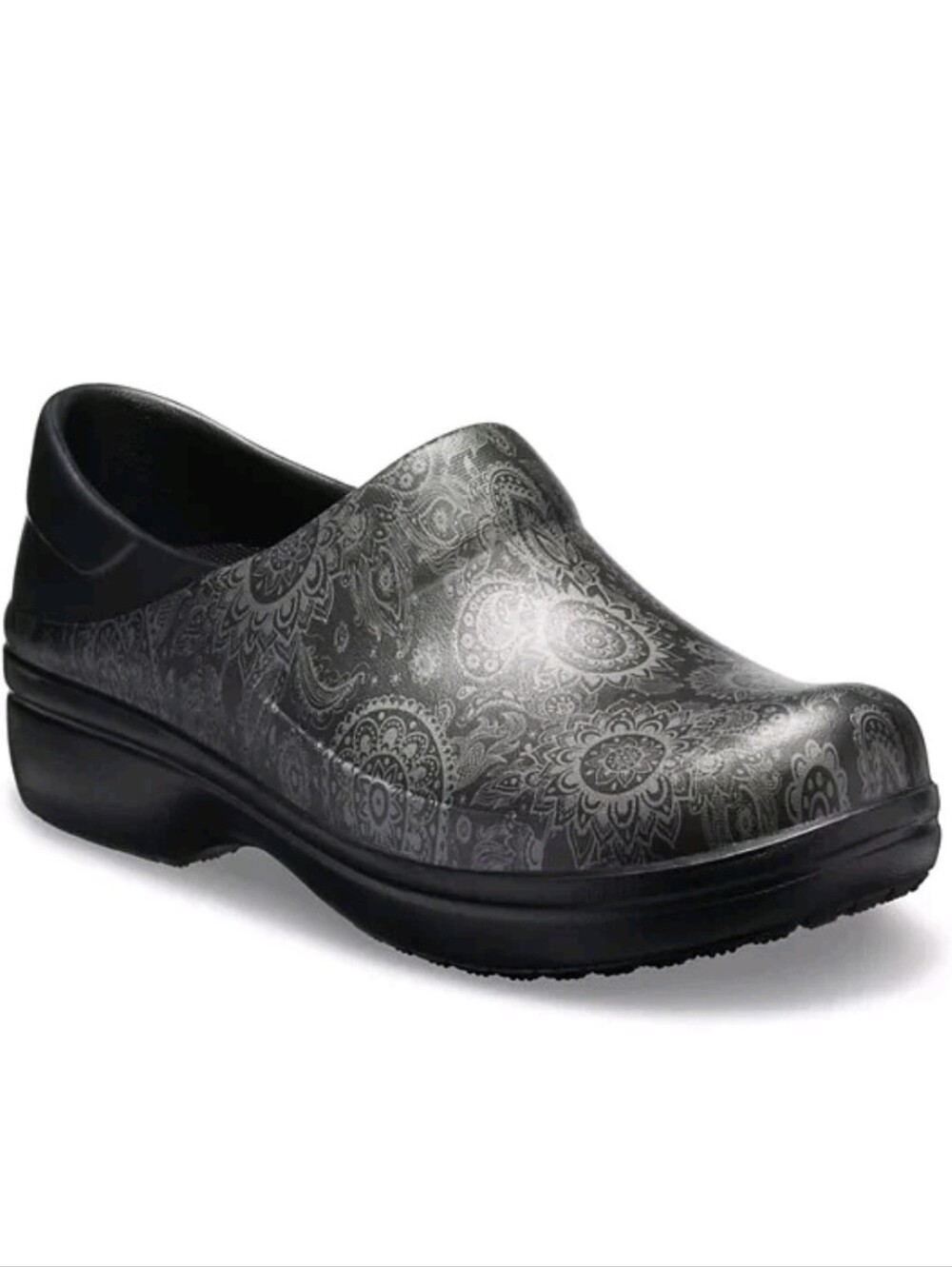 Crocs Neria Pro II Clogs Women’s Sz 11 Graphic Floral Black Grey Slip Resistant